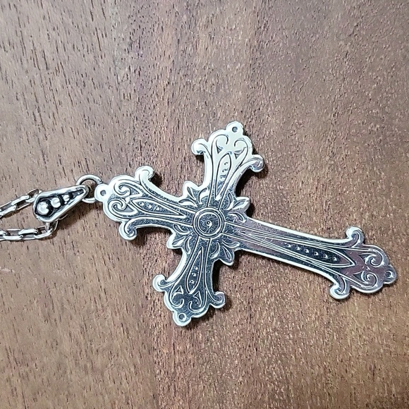 Brighton Alcazar Cross Long Silver Necklace - Picture 3 of 7